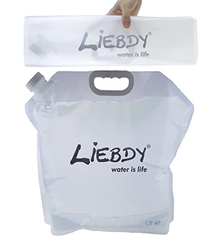 Liebdy® Faltbarer Wasserbehälter 10 Liter, BPA frei, Flexibler Wasserkanister für Camping, Festival, Survival- und Outdoor Spaß, Notfallausrüstung, Krisenvorbereitung | transparent von Liebdy