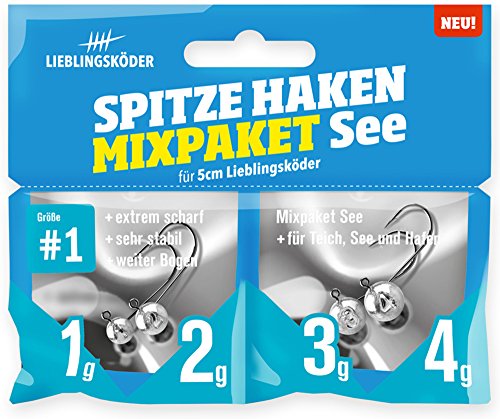 Lieblingsköder Spitze Haken Gr. 1 Mixpaket - 4 Jigköpfe, Ausführung:Mixpaket See / 1g. 2g. 3g. 4g von Lieblingsköder