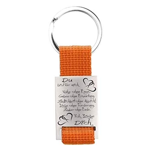 Lieblingsmensch Schlüsselanhänger Modell: Du bist für mich - Orange - mit Rückseitengravur von Lieblingsmensch