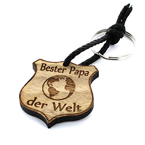Lieblingsmensch Schlüsselanhänger aus Holz Modell: Abzeichen Bester Papa von Lieblingsmensch
