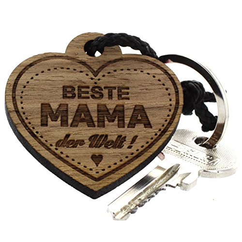 Lieblingsmensch Schlüsselanhänger aus Holz - Modell: Beste Mama von Lieblingsmensch