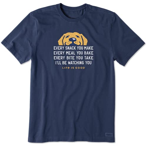 Life Is Good Herren-T-Shirt für Hundeliebhaber, Crusher mit Grafik, Baumwoll-T-Shirt, kurzärmelig, Rundhalsausschnitt, lässiges Oberteil, I'll Be Watching You Dog, dunkelblau, Größe XXL von Life Is Good