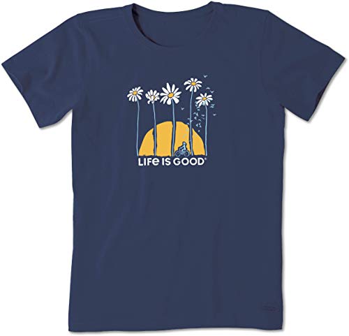 Life Is Good Damen Crusher Graphic T-Shirt Towering Daisies Bike, dunkelstes Blau, XXX-Large von Life Is Good