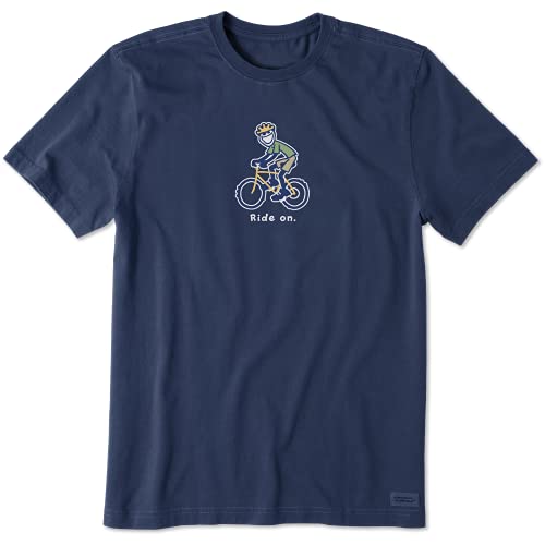 Life is Good Herren Vintage Crusher Graphic T-Shirt Bike Jake, Darkest Blue, XXL von Life Is Good