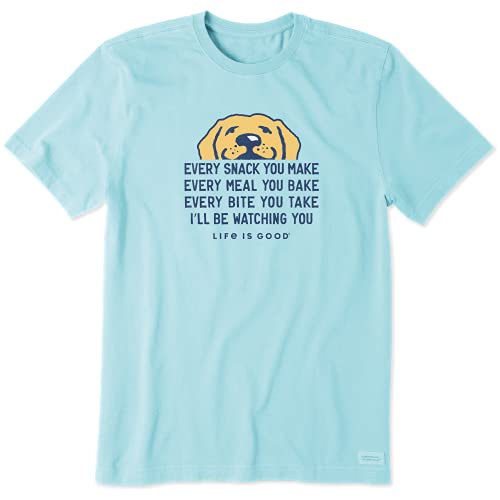 Life is Good Herren-T-Shirt für Hundeliebhaber, Crusher mit Grafik, Baumwoll-T-Shirt, kurzärmelig, Rundhalsausschnitt, lässiges Oberteil, I'll Be Watching You, Strandblau, Größe S von Life Is Good
