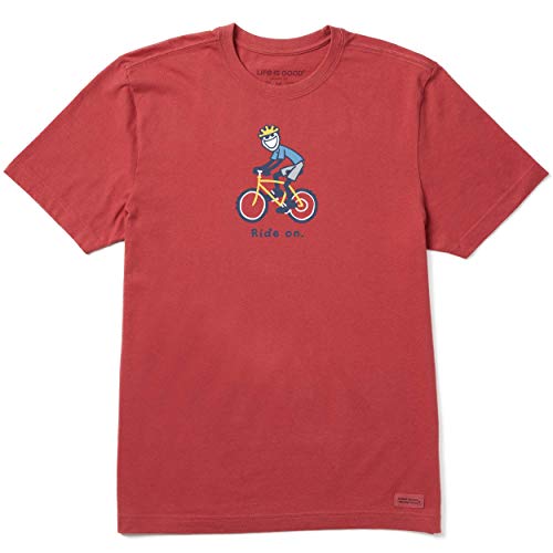 Life Is Good Herren Vintage Crusher Outdoor Jake Graphic T-Shirt, Unisex-Erwachsene Herren, Vintage Crusher T-Shirt Jake Bike, Fahrrad verblasstes Rot, Medium von Life Is Good