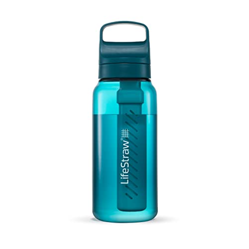 LifeStraw Go Serie - BPA-freie Trinkflasche mit Wasserfilter 1l für Reisen und den täglichen Gebrauch - entfernt Bakterien, Parasiten, Mikroplastik und verbessert den Geschmack, Laguna Teal (petrol) von LifeStraw