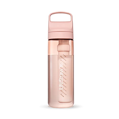 LifeStraw Go Serie - BPA-freie Trinkflasche mit Wasserfilter 650ml für Reisen und den täglichen Gebrauch - entfernt Bakterien, Parasiten, Mikroplastik + verbessert den Geschmack, Cherry Blossom (rosa) von LifeStraw