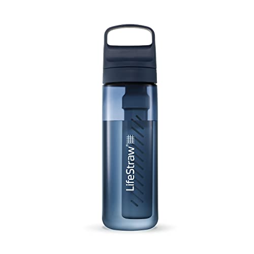 LifeStraw Go Serie - BPA-freie Trinkflasche mit Wasserfilter 650ml für Reisen und den täglichen Gebrauch - entfernt Bakterien, Parasiten, Mikroplastik und verbessert den Geschmack, Aegean Sea (blau) von LifeStraw