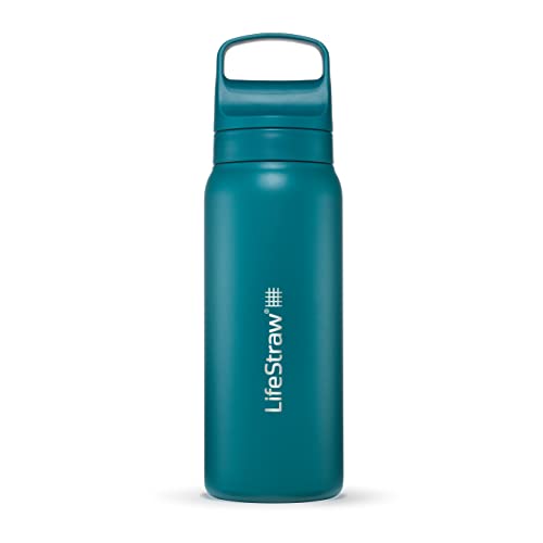 LifeStraw Go Serie - Isolierte Edelstahl-Trinkflasche mit Wasserfilter 700ml für die Reise & jeden Tag - entfernt Bakterien, Parasiten, Mikroplastik + verbesserter Geschmack, Laguna Teal (petrol) von LifeStraw