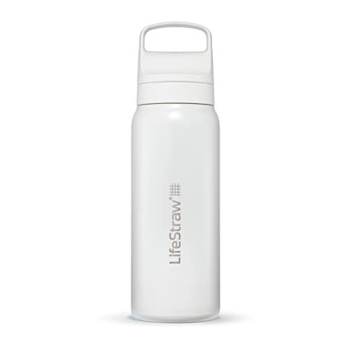 LifeStraw Go Serie - Isolierte Edelstahl-Trinkflasche mit Wasserfilter 700ml für die Reise & jeden Tag - entfernt Bakterien, Parasiten, Mikroplastik + verbesserter Geschmack, Polar White (weiss) von LifeStraw