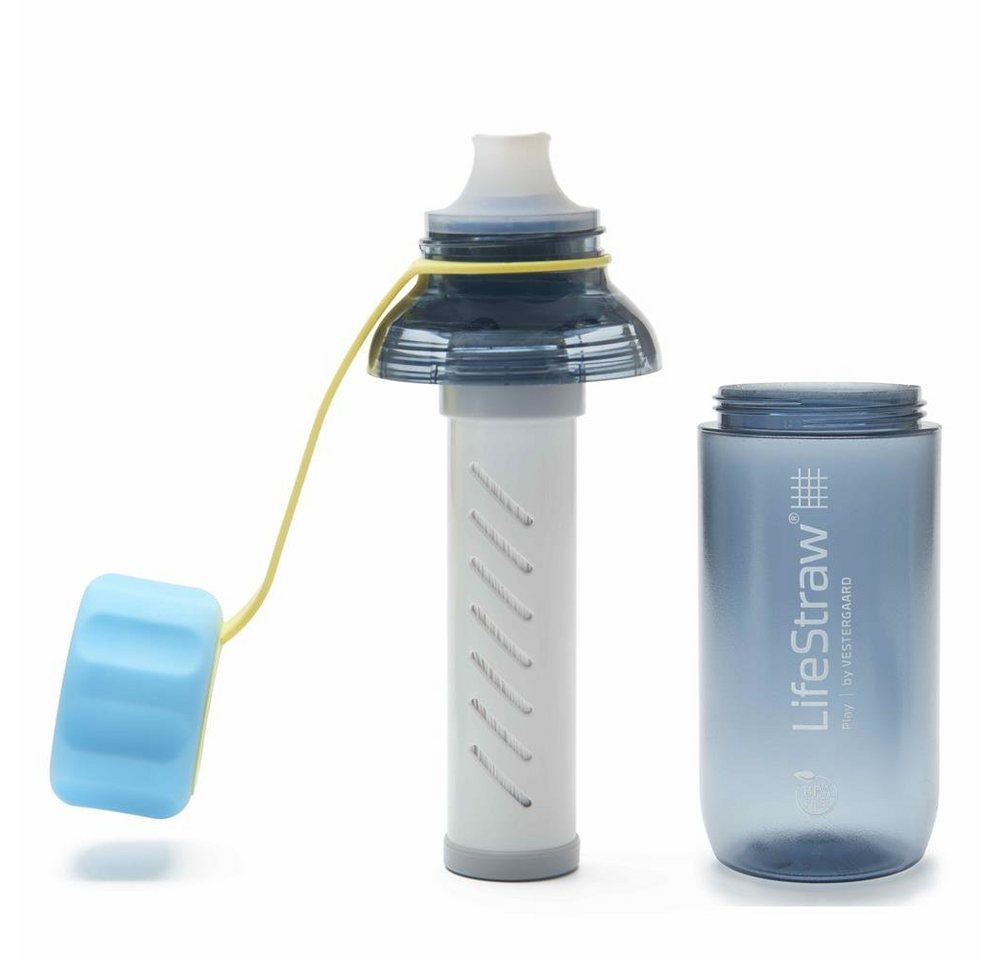 LifeStraw Trinkflasche Play, mit 2 Stufen, Filter, 300 ml, Stormy, Wasserfilter, Blau von LifeStraw