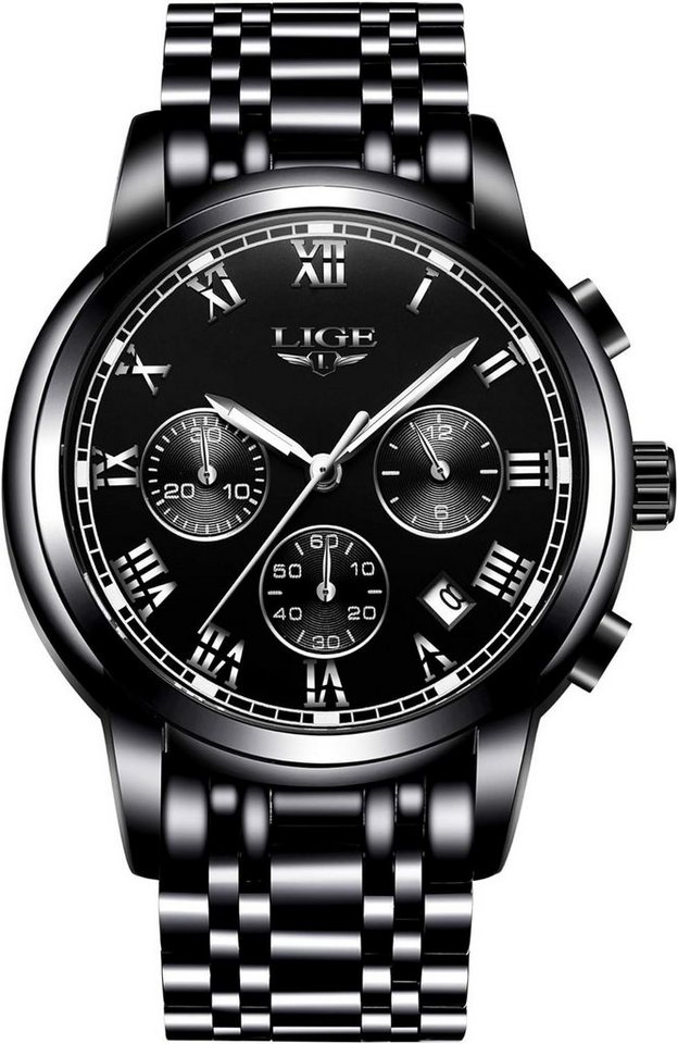 Lige Watch, Herren-Armbanduhr, wasserdicht, Sport Chronograph Analog Quarz von Lige
