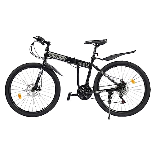 Lightakai 26 Zoll Mountainbike Fahrrad - Adult Foldable Bike 21 Gänge Folding Mountain Bicycle mit Scheibenbremse für Mädchen und Jungen (Schwarz&Weiß) von Lightakai