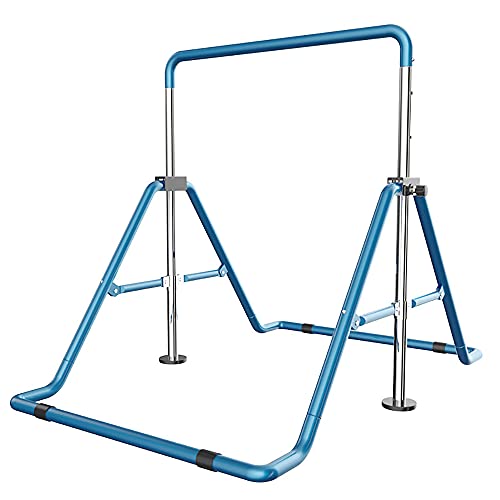 Lightakai Turnreck Gymnastik Kinder, Faltbar Turntrainingsgeräte Höhenverstellbar Turnstangen Garten Reck Reckanlage Turnstangen Horizontale Training Bar Trainingsgeräte Outdoor Fitness (Blue) von Lightakai