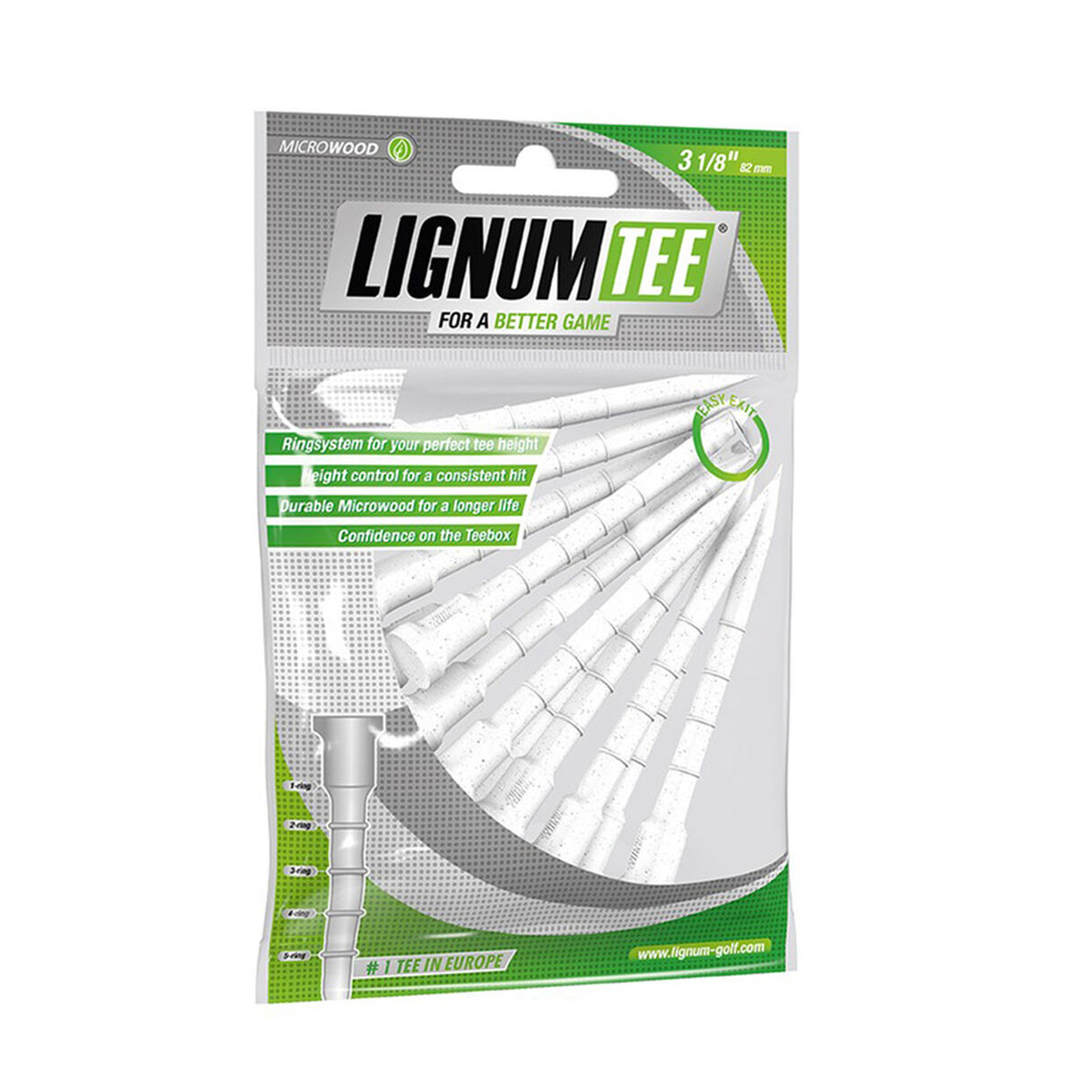 Lignum Composite 82mm Wooden Golf Tees - 12 Pack, Mens, Tees, White, 82mm | American Golf von Lignum