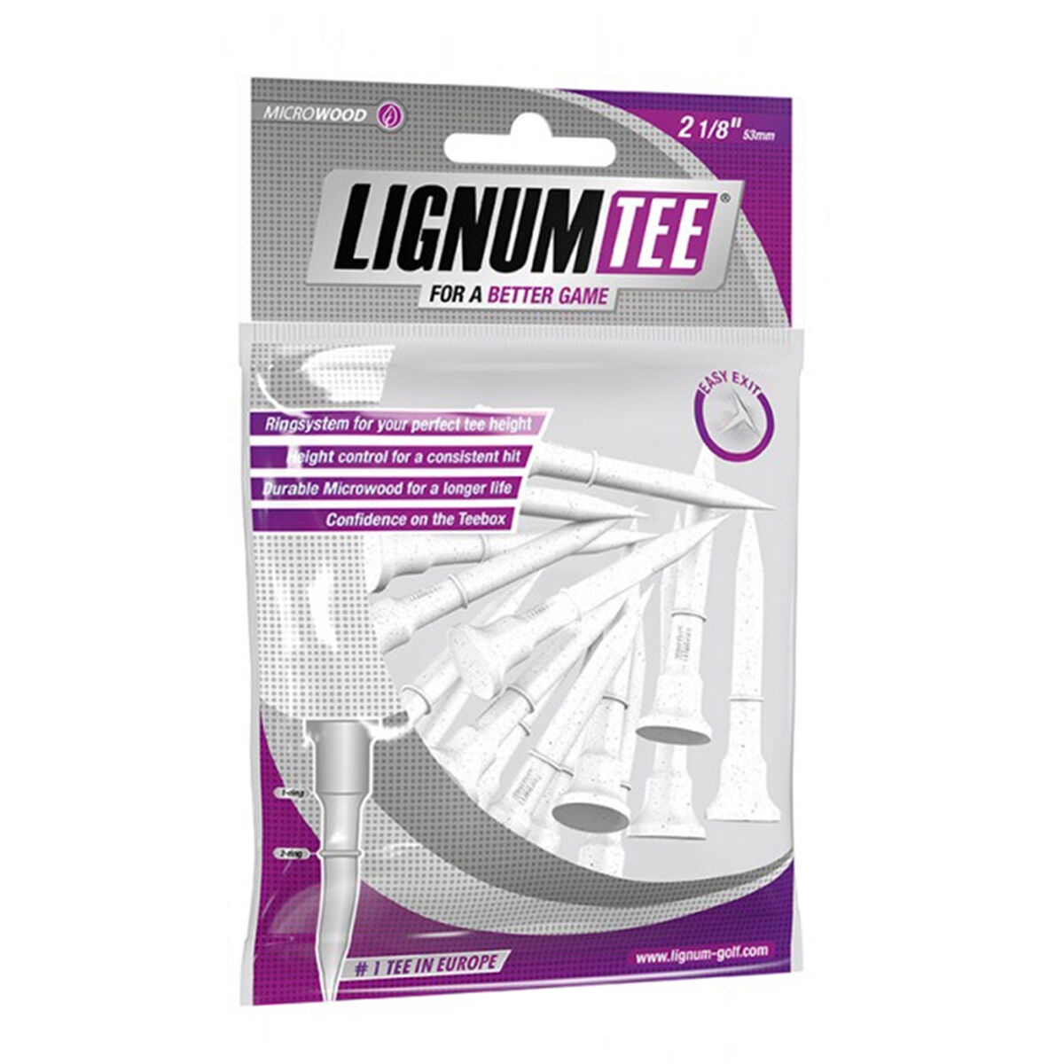 Lignum White Composite Wooden Tees 16 Pack, Size: 53mm | American Golf von Lignum