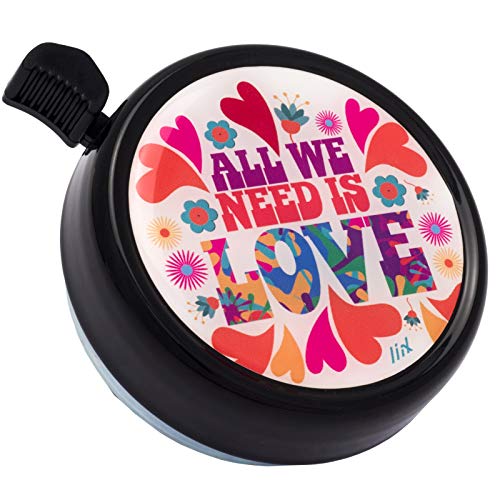 Liix Big Colour Bell schwarz All We Need is Love Klingel im 70er Design für Kinder und Erwachsene von Liix