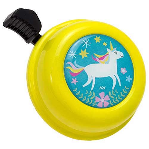 Liix Fahrradklingel Colour Bell Happy Unicorn Einhorn Motiv für Kinder und Erwachsene mit einfacher Montage (Gelb) von Liix