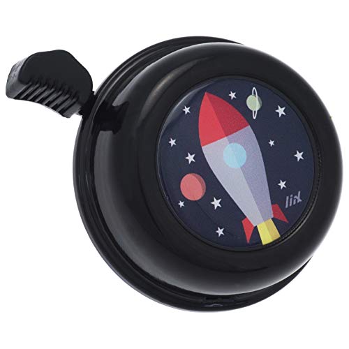 Liix Fahrradklingel Colour Bell Rocket Rakete Weltraum Motiv für Kinder und Erwachsene mit einfacher Montage (Schwarz) von Liix