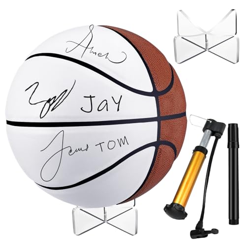 Liliful Autogramm-Basketball mit Acryl-Kugelständer, Signaturstift und Pumpe, blanko, offizieller Ball, 4 Paneele, Basketball-Trainer, Geschenke für Sport, Schule, College, Geburtstag, Abschluss von Liliful