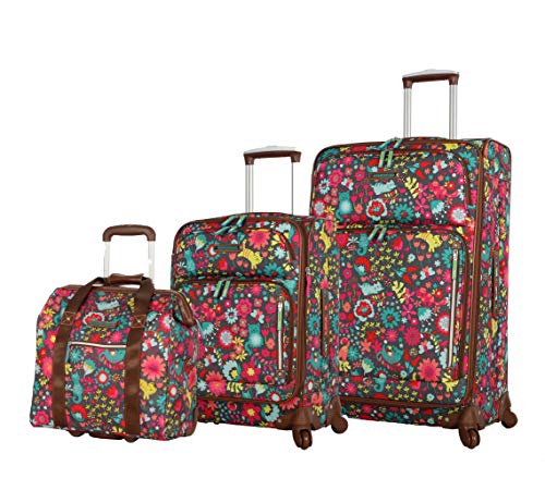 Lily Bloom Luggage 3 Piece Softside Spinner Suitcase Set Collection (Cabin Pink) von Lily Bloom
