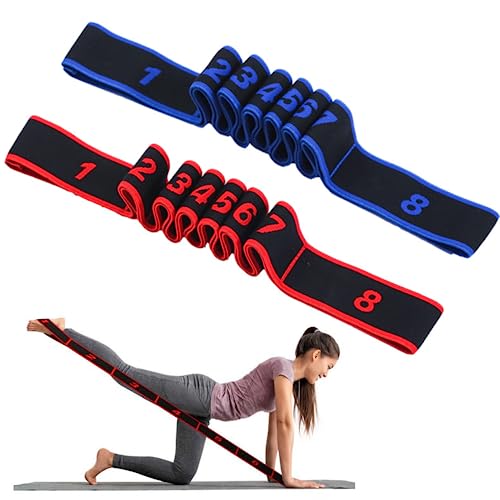 2pcs Gymnastikband Elastischer Fitnessgurt Fitnessband mit Schlaufen Gymnastikband Trainingsband Elastic Band Fitness mit 8 Schleifen Waschbarer Leicht zu Tragender und Hochelastischer Gymnastik-Gur von LIMEOW