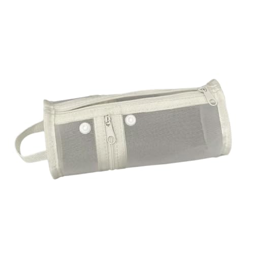 Limtula Einfaches Federmäppchen, transparent, große Kapazität, Stifteetui, zylindrische Tasche, Organizer für die Schule, einfache zylindrische große Kapazität, beige, Mass Beauty von Limtula
