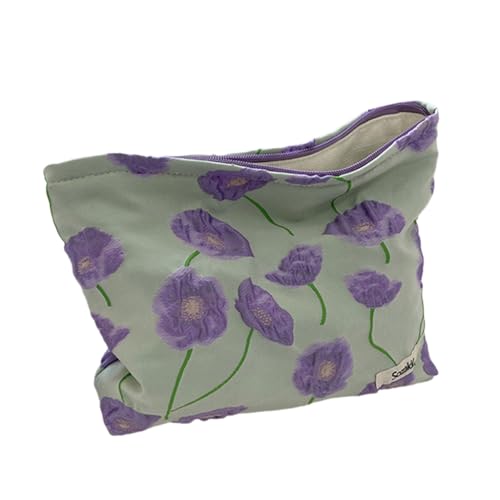 Limtula Handlicher Make-up-Organizer, praktische Kulturtasche, große Kapazität, Blumendrucktasche, Reisetasche für Schönheitsliebhaber, violett von Limtula
