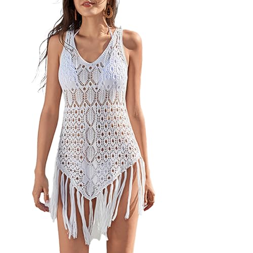 Strandkleid, gestrickt, gehäkelt, Badeanzug, lange Quasten, gehäkelt, Badeanzug, Kleid für Partys, Strandaktivitäten von Limtula