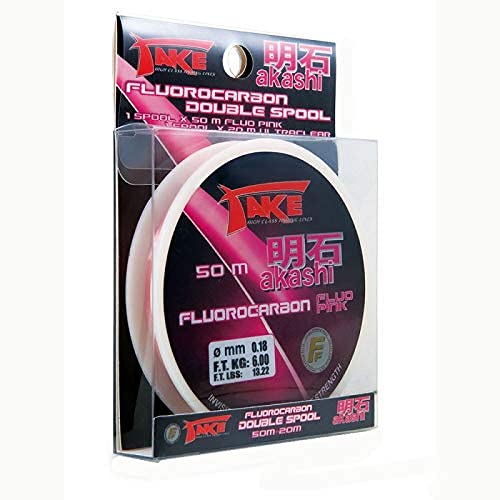 Lineaeffe Angelschunr Take Akashi Double Spool Fluo Pink+Ultraclear 50 + 20 m D. 0.18 mm Fluorocarbon Meer Spinning Surfcasting Forelle Bolo See von Lineaeffe