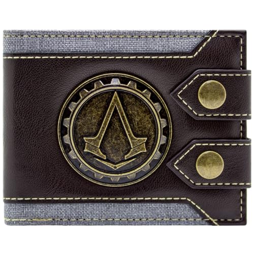 Lineage Assassin's Creed Syndicate London Metall-Zahnrad-Emblem Geldbörse/Geldbeutel Bi-Fold ID- & Kartenhalter, Braun von Lineage