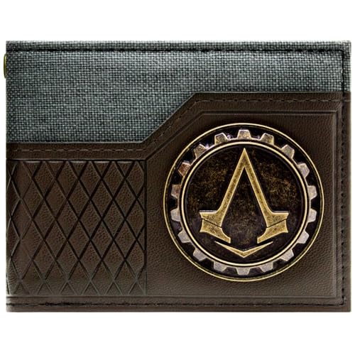 Lineage Assassin's Creed Syndicate Revolution Zahnrad Emblem Geldbörse/Geldbeutel Bi-Fold ID & Kartenhalter, Braun von Lineage