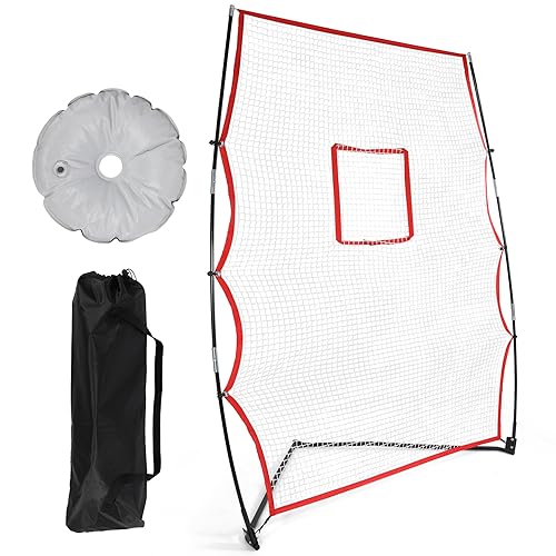 Lineslife Großes Baseball-Pitchback-Rebound-Netz, Verstellbarer Winkel, Tennis-Rebounder für Pitching- und Feldtraining, 6,6 x 5 Fuß, Rot von Lineslife