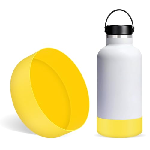Linkidea Wasserflaschen-Stiefel, kompatibel mit Hydro Flask Wide Mouth 1,8 l, Growler 1,8 l, Silikon-Wasserflaschenbodenhülle, Schutz, Flaschenstoßstange (gelb) von Linkidea