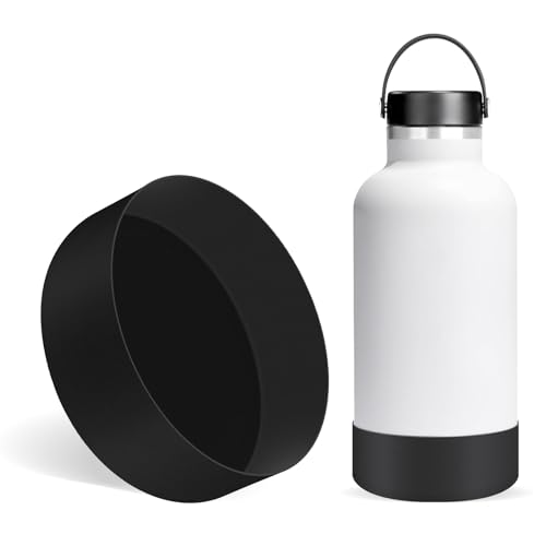 Linkidea Wasserflaschen-Stiefel, kompatibel mit Hydro Flask Wide Mouth 1,8 l, Growler 1,8 l, Silikon-Wasserflaschenbodenhülle, Schutz, Flaschenstoßstange (schwarz) von Linkidea