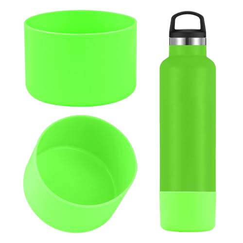 Linkidea Wasserflaschen-Schutzhülle, kompatibel mit Hydro Flask Wide Mouth Flex Cap/Strohdeckel/Chug Cap 32oz/40oz, Silikon-Flaschenbodenschutz, Flaschenstoßstange (2 Stück) (Grün) von Linkidea
