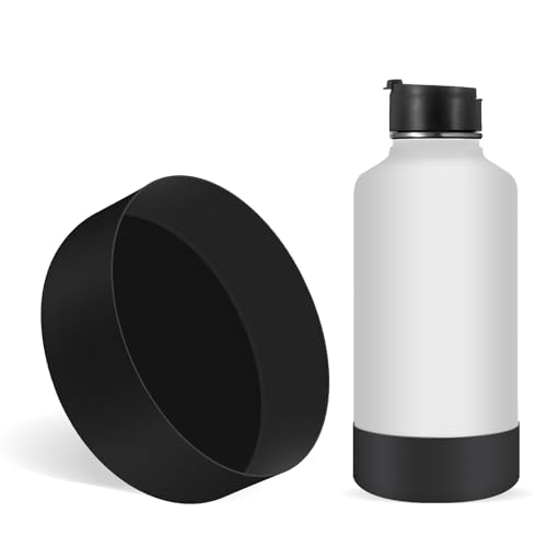 Linkidea Wasserflaschen-Schutzhülle, kompatibel mit Hydro Flask Wide Mouth 64oz, Growler 64oz, Silikon-Wasserflaschen-Unterhüllenschutz, Flaschenstoßstange (Hellrosa) (Schwarz) von Linkidea
