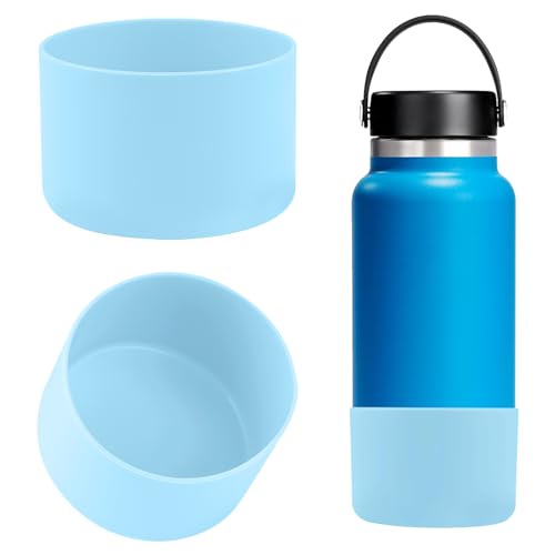 Linkidea Wasserflaschenstiefel, kompatibel mit Hydro Flask Wide Mouth Flex Cap/Strohdeckel/Trinkkappe, 907 ml, 1,134 ml, Silikon-Flaschenbodenschutz, Flaschen-Stoßschutz, Himmelblau, 2 Stück von Linkidea
