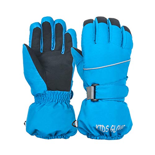 Ski Handschuhe für Kinder - wasserdichte und Winddichte Winterhandschuhe Warm Sporthandschuhe Fahrradhandschuhe Snowboard Handschuhe für Outdoor Sport in Winter Blau S von Kapsuen