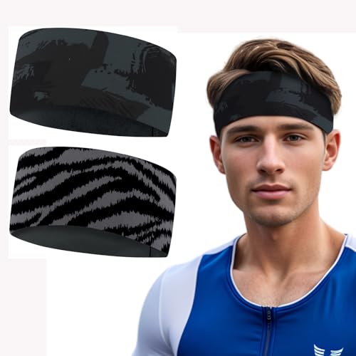 Stirnband Sport - Breit Schweißband Stirn für Herren und Damen, Schnelltrocknend Haarband für Fitness Joggen Laufen Reiten Wandern Tennis und Yoga von Linlook