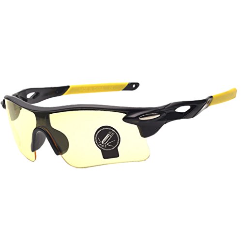 LINNUO Herren Damen Sonnenbrille Polarisiert UV400 Sportbrille Fahrradbrille Sport Brille Outdoor Glasses für Golf Laufen Klettern Skifahren (Gelb, Schwarz Gelb Rahmen,One Size) von Linnuo
