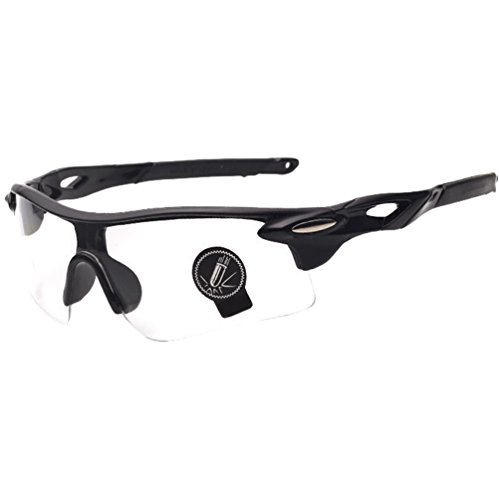 LINNUO Herren Damen Sonnenbrille Polarisiert UV400 Sportbrille Fahrradbrille Sport Brille Outdoor Glasses für Golf Laufen Klettern Skifahren (Transparent, Schwarz Rahmen,One Size) von Linnuo