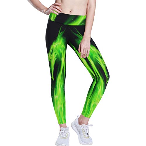 Linomo Yoga-Hose für Frauen mit Hoher Taille, Grün Drachen Trainieren Laufen Hose Yoga Leggings für Frauen von Linomo