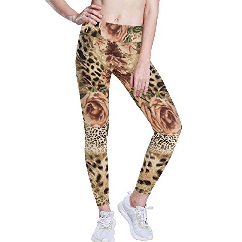 Linomo Yoga-Hose für Frauen mit Hoher Taille, Jahrgang Leopard Druck Rose Trainieren Laufen Hose Yoga Leggings für Frauen von Linomo