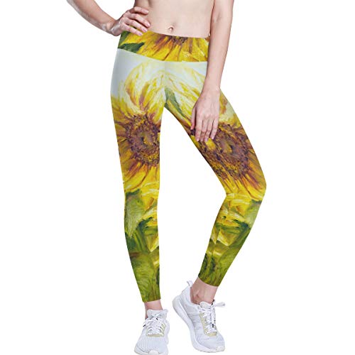 Linomo Yoga-Hose für Frauen mit Hoher Taille, Kunst Malerei Sonnenblume Trainieren Laufen Hose Yoga Leggings für Frauen von Linomo