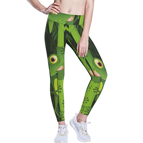 Linomo Yoga-Hose für Frauen mit Hoher Taille, Lustig Frosch Grün Trainieren Laufen Hose Yoga Leggings für Frauen von Linomo