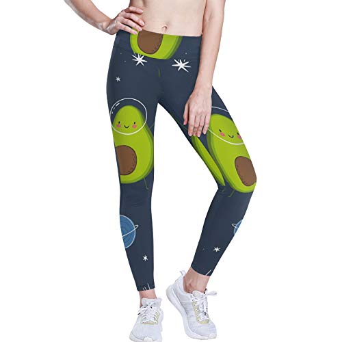Linomo Yoga-Hose für Frauen mit Hoher Taille, Süß Karikatur Avocado im Weltraum Trainieren Laufen Hose Yoga Leggings für Frauen von Linomo