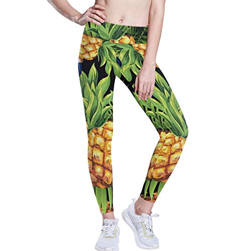Linomo Yoga-Hose für Frauen mit Hoher Taille, Tropisch Tukan Ananas Trainieren Laufen Hose Yoga Leggings für Frauen von Linomo