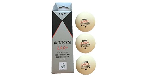Lion Unisex 3 ITTF zugelassen Non-Celluloid (Kunststoff) Tischtennis 3 Bälle pro Box, weiß, 40 mm von Lion